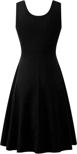 Vista 3 de Herou Vestidos de verano para mujer, sin mangas, cuello redondo, acampanados, acampanados, para el sol