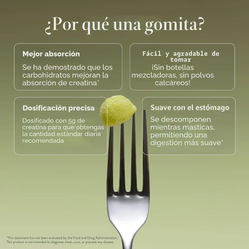 Vista 5 de Gomitas de creatina para mujer, músculo y fuerza, manzana verde agria