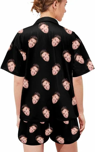 Vista 2 de M YESCUSTOM Divertido conjunto de pijama para mujer, pijamas personalizados, ropa de dormir, conjuntos de pijamas, regalos de fotos personalizados..