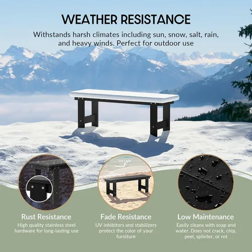 Vista 6 de WestinTrends Ashore Outdoor HDPE - Banco de patio con espalda descubierta de 48 pulgadas, color negro