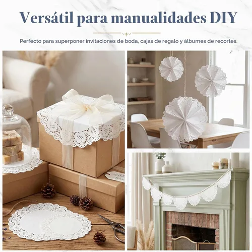 Vista 5 de HAKSEN Doilies de papel, 36 manteles individuales de papel de encaje de Blanco