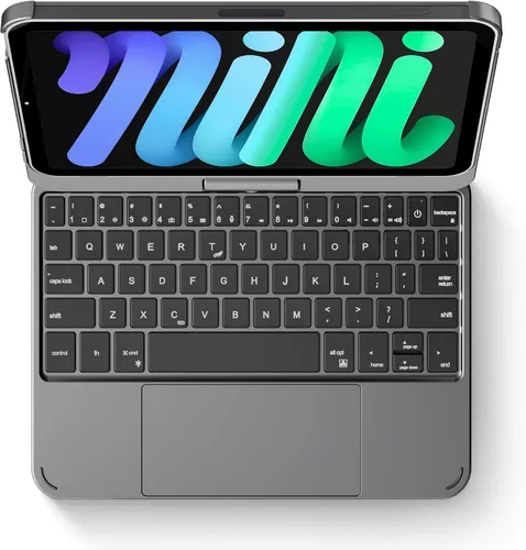 Vista 24 de edaiser Funda de teclado giratoria para Apple iPad mini 6ª 7ª generación a17 Pro, teclado Bluetooth compacto con trackpad retroiluminado RGB