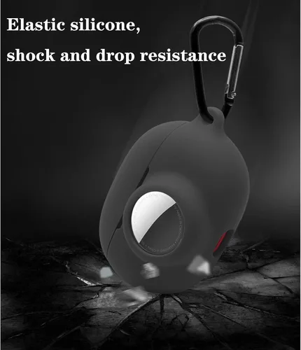 Vista 6 de Funda protectora de silicona compatible con Beats Studio Buds Airtag con soporte para Airtag, encuentra tu funda para auriculares, verde aguacate