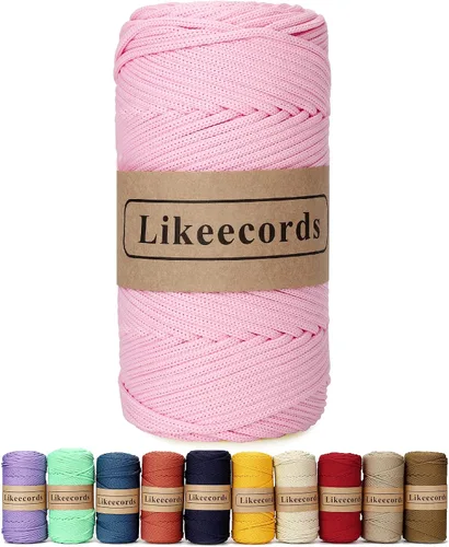 Vista 60 de Likeecords Cordón de macramé trenzado de poliéster de 0.157 in, 140 yardas, 426 pies, hilo elástico para bolsa de ganchillo para manualidades