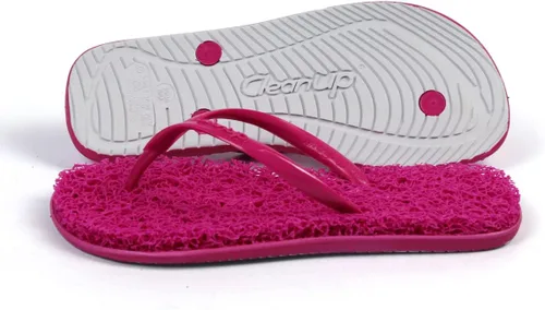 Vista 6 de CLEANUP Chanclas Mujer Mono Fun Pink Exfoliante, Masajista y Relajante Sandalias de tanga cómodas y ligeras Fibras 100% veganas reciclables