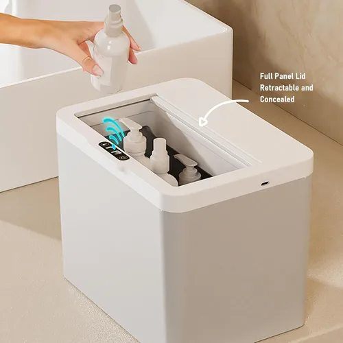 Vista 5 de SIXRUN Cubo de basura con sensor inteligente, 8 L, color blanco, automático, sin contacto, con tapa con detección de movimiento, para cocina