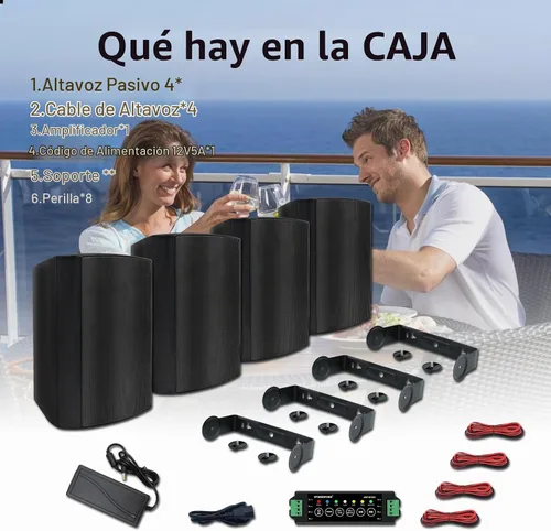 Vista 7 de STUDIOFINIX Altavoces Bluetooth para interiores y exteriores de 5.25 pulgadas, 600 vatios, sistema de montaje en pared con cable para todo
