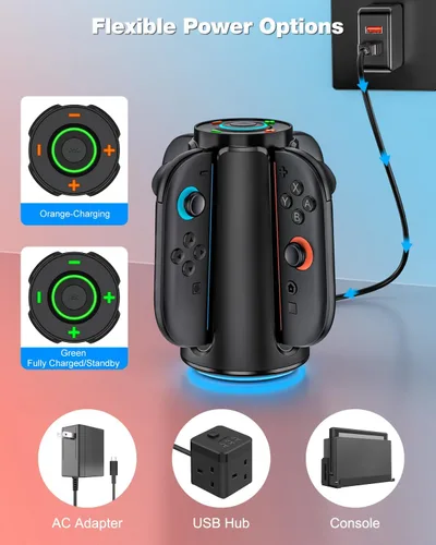 Vista 7 de Cargador de controlador Switch 2 actualizado para Nintendo Switch 2 (2025), estación de carga Joycon 2 Base de carga magnética rápida NS2 4 en 1
