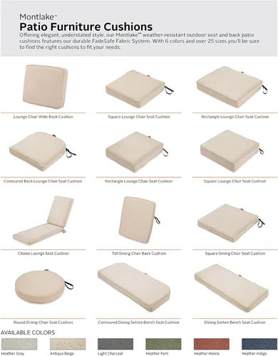 Vista 4 de Classic Accessories Montlake - Cojín rectangular resistente al agua de 21 x 19 x 5 pulgadas, para asiento de exterior, cojín para silla de muebles