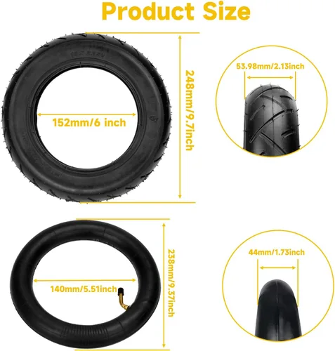 Vista 4 de HIAORS Juego de neumático y cámara de aire 10x2.125 de repuesto para patinete eléctrico Segway D40X F20 F30 F40, neumático de 25 cm para Gotrax G4