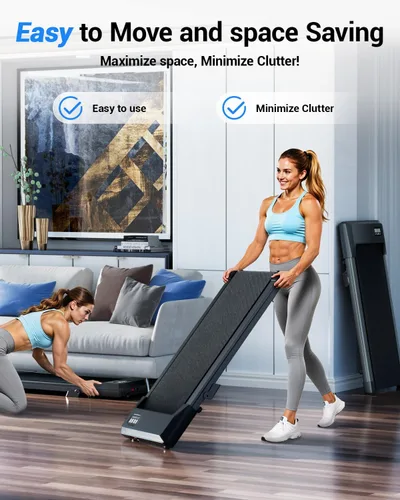 Vista 5 de Superun Under Desk Walking Pad with 6% Incline, 3 in 1 Portable Treadmill Negro vivo