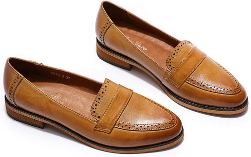 Vista 8 de Mona Flying Mocasines de cuero para mujer, estilo informal, planos, para mujeres y jóvenes