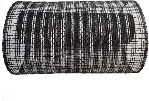 Vista 2 de Malla de arpillera de poliéster de 10 pulgadas de malla decorativa de 10 pulgadas Rollos de arpillera de 5 yardas (negro+blanco)