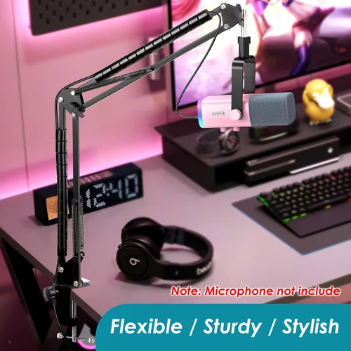 Vista 2 de Brazos de Boom Compatibles con Micrófono Dinámico Fifine (AM8), Brazo de Micrófono para Podcast de Juegos Fifne XLR/USB, Grabación de PC, Brazo