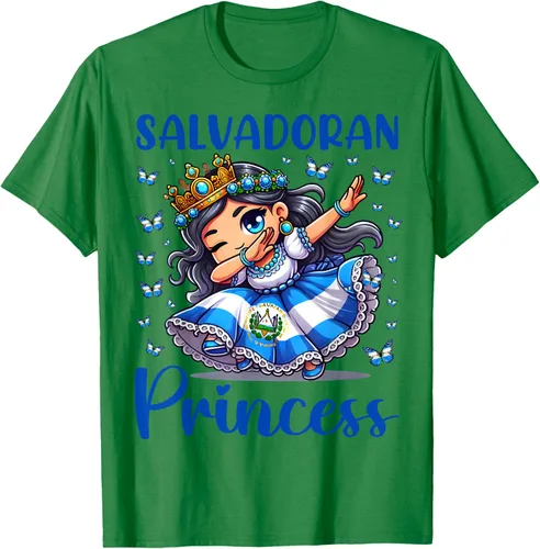 Vista 6 de Camiseta de princesa salvadoreña dabbing para niñas y niños