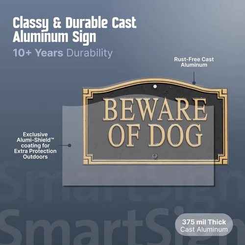 Vista 2 de SmartSign Designer Beware of Dog Placa/Marcador/Letrero con Estaca de 18 pulgadas de Alto Letrero de Metal de Aluminio de 5.75" x 9.5