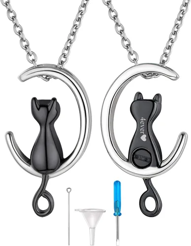 Vista 237 de FindChic Collares personalizados con urna para cenizas, barra vertical, gato, luna, reloj de arena, garra de perro, acero inoxidable, chapado en oro