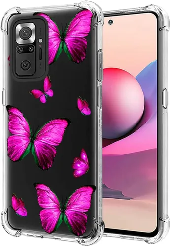 Vista 5 de Funda para Redmi Note 10 (4G)/Redmi Note 10S M2101K7BG Linda Caso, Transparente Flexible Bumper TPU Funda de Silicona Suave de Goma para Xiaomi