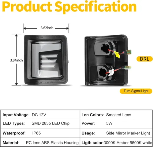 Vista 5 de Switchback - Marcador de espejo lateral, señal de giro y luz de marcha de repuesto para 2008-2016 F250 F350 F450 F550 Super Duty DRL accesorios