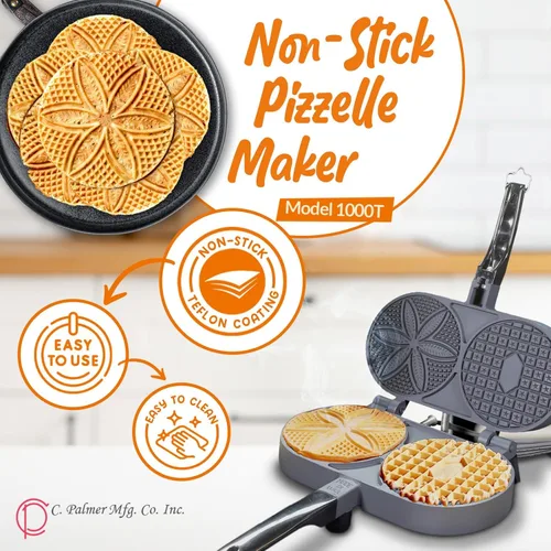 Vista 2 de C. Palmer Mfg. Original Pizzelle Maker, antiadherente, modelo 1000T