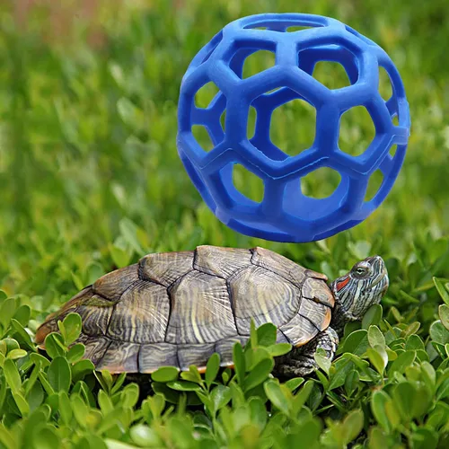 Vista 4 de Tirifer Bola alimentadora de tortuga, 5.5 pulgadas, fomenta los comportamientos de alimento, mantiene a las mascotas entretenidas