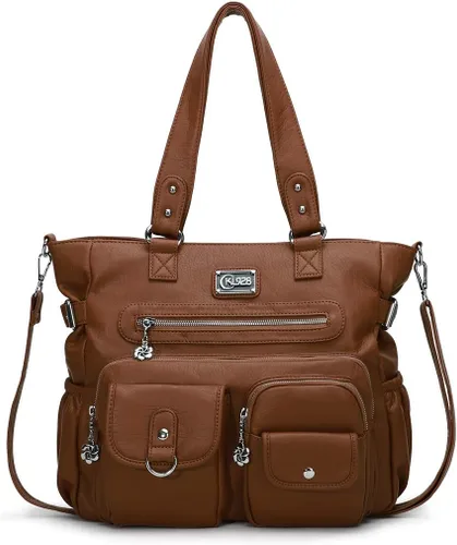 Vista 12 de KL928 Bolsos grandes para mujer, bolso de hombro, bolso de mano, elegantes bolsos Hobo de cuero vegano para señoras, A-Negro-4 01-gris carbón