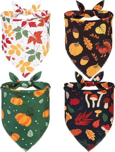 Vista 8 de PUPTECK Bandanas de Halloween para perros, 4 unidades, disfraces suaves para mascotas, bufandas triangulares, accesorios para mascotas para perros