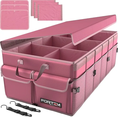 Vista 11 de FORTEM Organizador de maletero para SUV, organizador de maletero de automóvil, almacenamiento plegable, accesorios de coche para mujeres y hombres