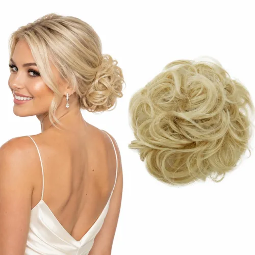 Vista 21 de CAISHA Postizo Grande Scrunchy Recogido Peinado Nupcial Rizado Moño Despeinado Marrón Chocolate Oscuro G2E