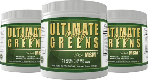 Vista 11 de Daily Health, Ultimate Greens con MSM en polvo, ingredientes naturales veganos sin gluten, soja, sin OMG, superalimento, bebida nutricional vegetal