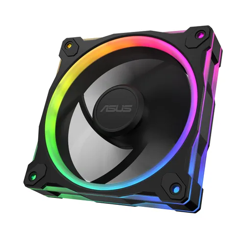 Vista 23 de ASUS Prime MR120 ARGB Fan Negro Paquete Triple, Marco Extra Grueso de 28mm, Silencioso, Enfriamiento de Alto Rendimiento con Control PWM, 20 LEDs