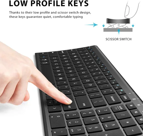 Vista 5 de iClever BK10 Teclado Bluetooth, Teclado Inalámbrico Universal Bluetooth 5.1 con Teclado Numérico, Diseño Ergonómico, Compatibilidad con Múltiples