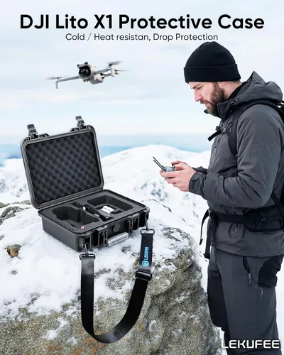 Vista 8 de Lekufee - Funda rígida impermeable para DJI Mini 5 Pro, Mini 4/3, Lito X1