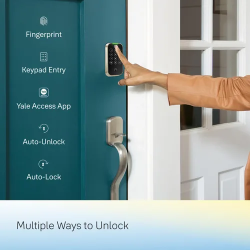 Vista 6 de Yale Assure Lock 2 Touch - Cerradura de puerta de entrada inteligente sin llave de bronce aceitado con teclado táctil conectado Wi-Fi y escáner
