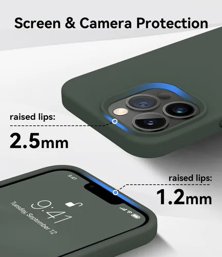 Vista 6 de AOTESIER Funda magnética para iPhone 13 Pro Max, compatible con MagSafe, protección militar a prueba de golpes, funda de silicona con forro de Verde