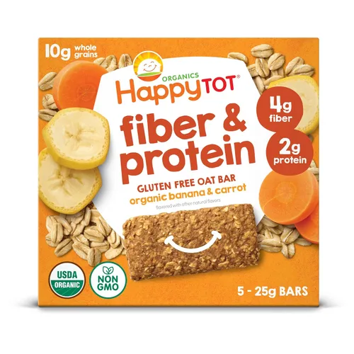 Vista 5 de HAPPYTOT Organics Barras de Avena Horneadas Suaves con Fibra y Proteína Snack para Niños Pequeños Manzana y Espinaca, Barras de 0.88 Onzas, Caja
