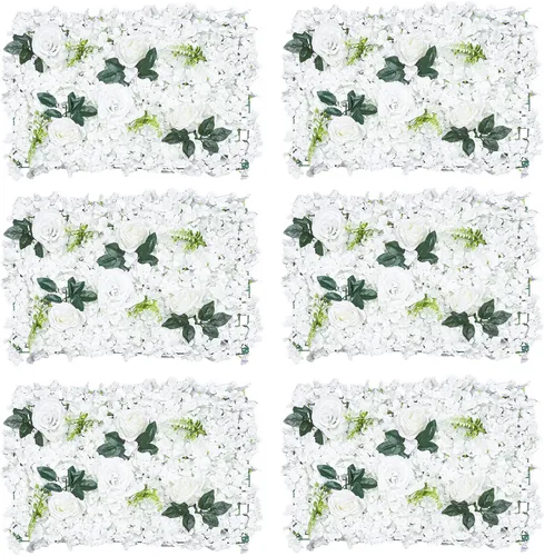 Vista 40 de Paneles de pared de flores artificiales de 16 x 24 pulgadas, tapetes de pared de flores de seda para jardín al aire libre, patio, valla, valla de 4