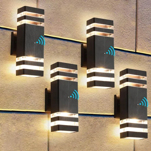 Vista 10 de Luces de pared para exteriores de anochecer a amanecer - Diseño impermeable de 2 capas, modernas lámparas de exterior de aluminio para casa, luces