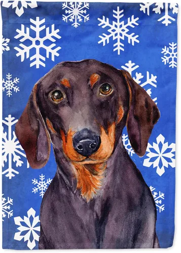 Vista 233 de Caroline's Treasures SC9374GF Bulldog English Snow flakes Holiday Garden Flag Buzón Bandera decorativa para patio exterior, patio, obras de arte