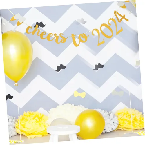 Vista 2 de Diadema de calabaza 1 juego de Año Nuevo Latte Art Decoración de Nochevieja Decoraciones Festivas de Año Nuevo 2024 Cartel de Feliz Año Nuevo