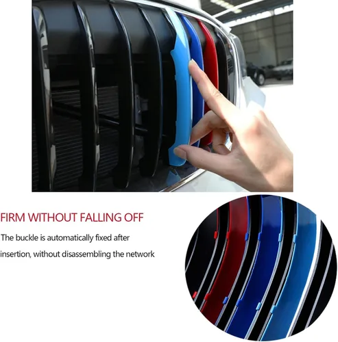 Vista 3 de Insertos de parrilla automotriz para BMW X1 F48 2016-2019 7 vigas, accesorios de parrilla delantera