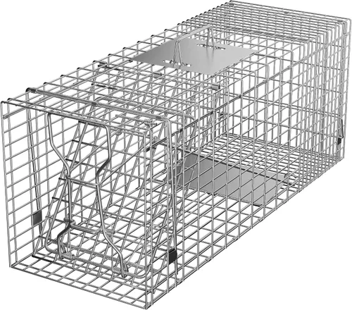 Vista 11 de ZENY Jaula de acero para animales vivos, jaula de roedores para conejos, gatos callejeros, ardillas, mapaches, topos, topes, pollo, zarigüeya