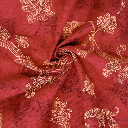 Vista 6 de Stitch & Sparkle Tela de Costura 100% Algodón Duck 54" Diseño Jacobeo Scroll Color Rojo por Yarda (Paquete de 2)