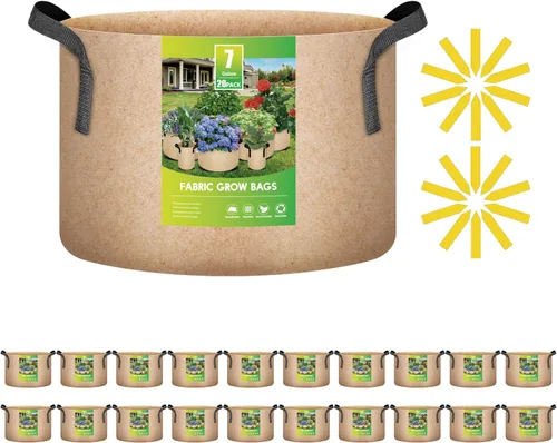 Vista 12 de iPower Paquete de 20 bolsas de cultivo de 2 galones, macetas de tela no tejida para plantación de jardín, macetas resistentes y de aireación
