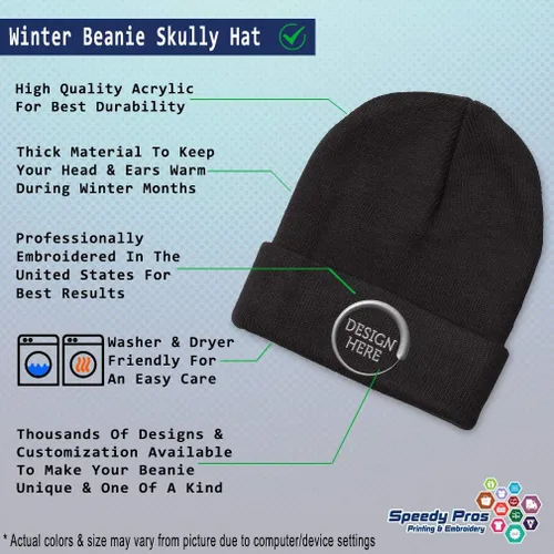 Vista 4 de Gorros personalizados para hombres, Bulldog francés bordado, sombreros de invierno para mujeres, gorra de cráneo de acrílico, 1