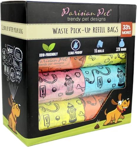 Vista 16 de Parisian Pet Bolsas ecológicas para excrementos de perro, 8 rollos, 20 bolsas por rollo, sin perfume, a prueba de fugas, perfectas para limpiar Casa