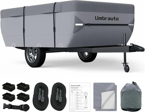Vista 30 de Umbrauto - Cubierta para remolque de tienda de campaña 2022 mejorada de 6 capas superiores, impermeable, extragrueso, polipropileno, transpirable