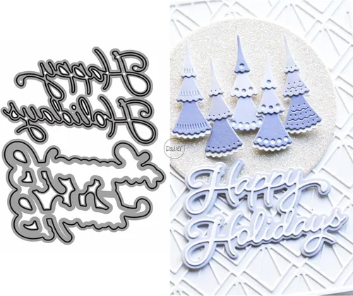 Vista 10 de DzIxY Happy Birthday Abrazos Palabras Troqueles de corte de metal para hacer tarjetas, kit de papel de relieve, troquelados, plantillas de máquina