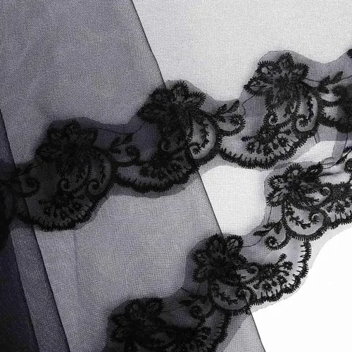 Vista 4 de Acenail Black Lace Veil Brides Wedding Veils Long Cathedral Veil with Comb Mourning Funeral Corpse Halloween Costume Veils Negro 110