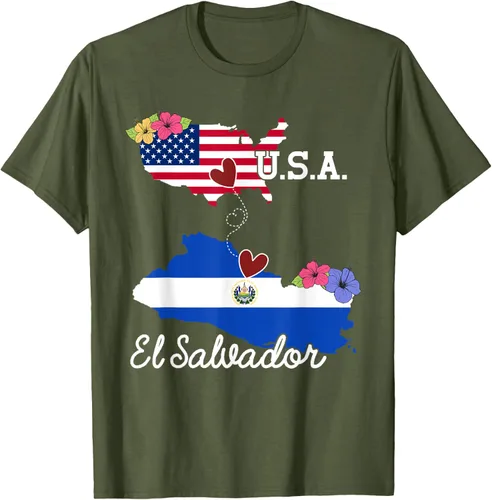 Vista 5 de Camiseta con la bandera salvadoreña de El Salvador de Estados Unidos para mujeres y hombres